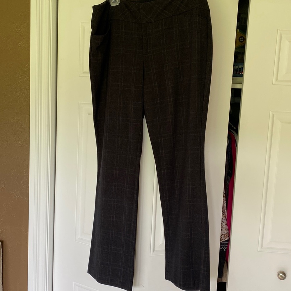 Elle career work plaid trousers